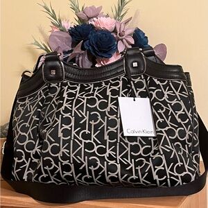 Calvin Klein Black and Gray Shoulder Bag